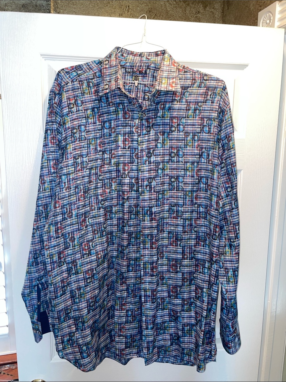Men's Long-Sleeve Multicolor Plaid Button-Down Shirt